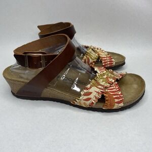 Birkenstock Papillio Lola‎ Flower Frill Brown Ankle Strap Sandals Women's Size 9